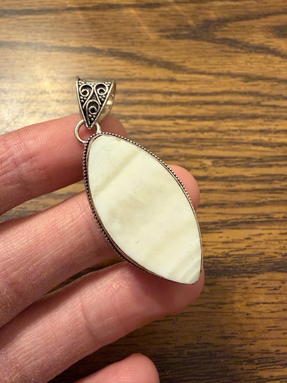White Gemstone Pendant Handmade 925 Sterling Silver Pendant